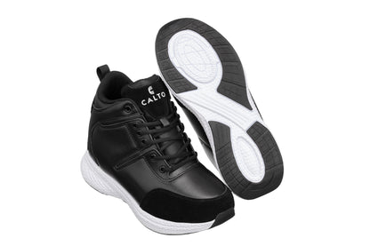 Elevator shoes height increase CALTO - S22818 - 3.6 Inches Taller (Black) - High - Top Sneakers