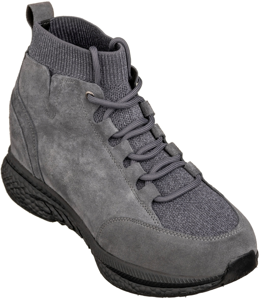 Elevator shoes height increase CALTO - S23202 - 3 Inches Taller (Grey) - Sneakers