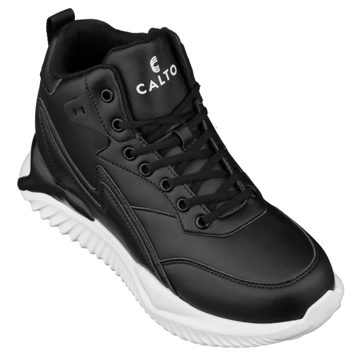 Elevator shoes height increase CALTO - S3060 - 4 Inches Taller (Black) - Lightweight Sneakers