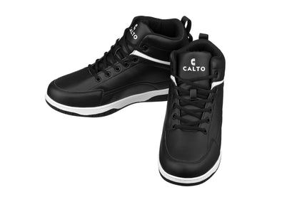 Elevator shoes height increase CALTO - S3264 - 3.2 Inches Taller (Black/White) - Sneakers