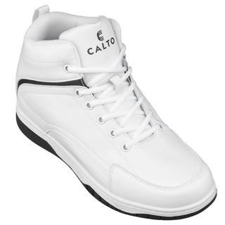 Elevator shoes height increase CALTO - S3265 - 3.2 Inches Taller (White/Black) - Sneakers