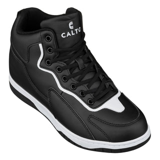 Elevator shoes height increase CALTO - S3268 - 3.2 Inches Taller (Black/White) - Sneakers