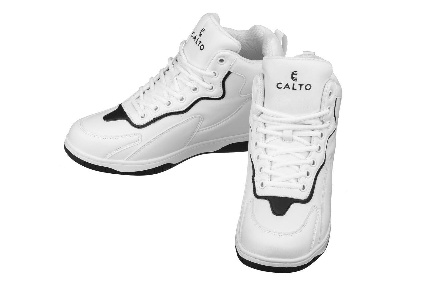 Elevator shoes height increase CALTO - S3269 - 3.2 Inches Taller (White/Black) - Sneakers