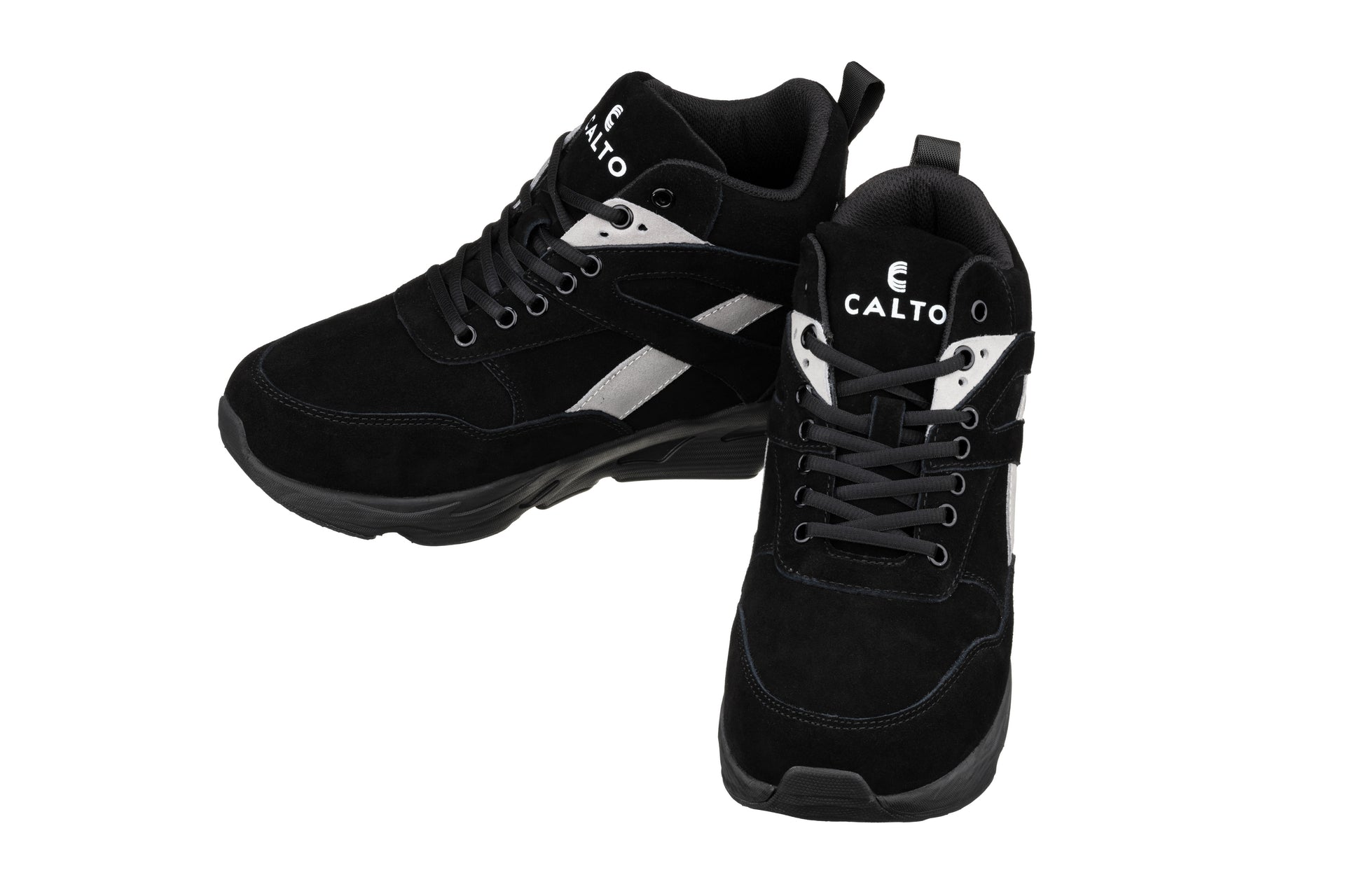 Elevator shoes height increase CALTO - S33594 - 4.0 Inches Taller (Black/Grey) - Sneakers