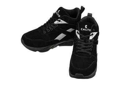 Elevator shoes height increase CALTO - S33594 - 4.0 Inches Taller (Black/Grey) - Sneakers