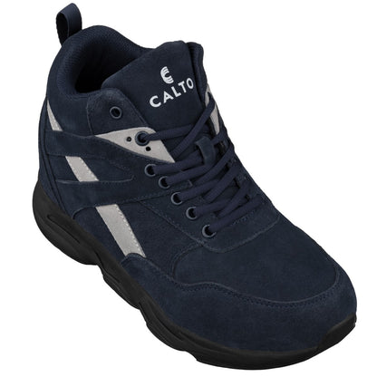 Elevator shoes height increase CALTO - S33595 - 4.0 Inches Taller (Blue/Grey) - Sneakers