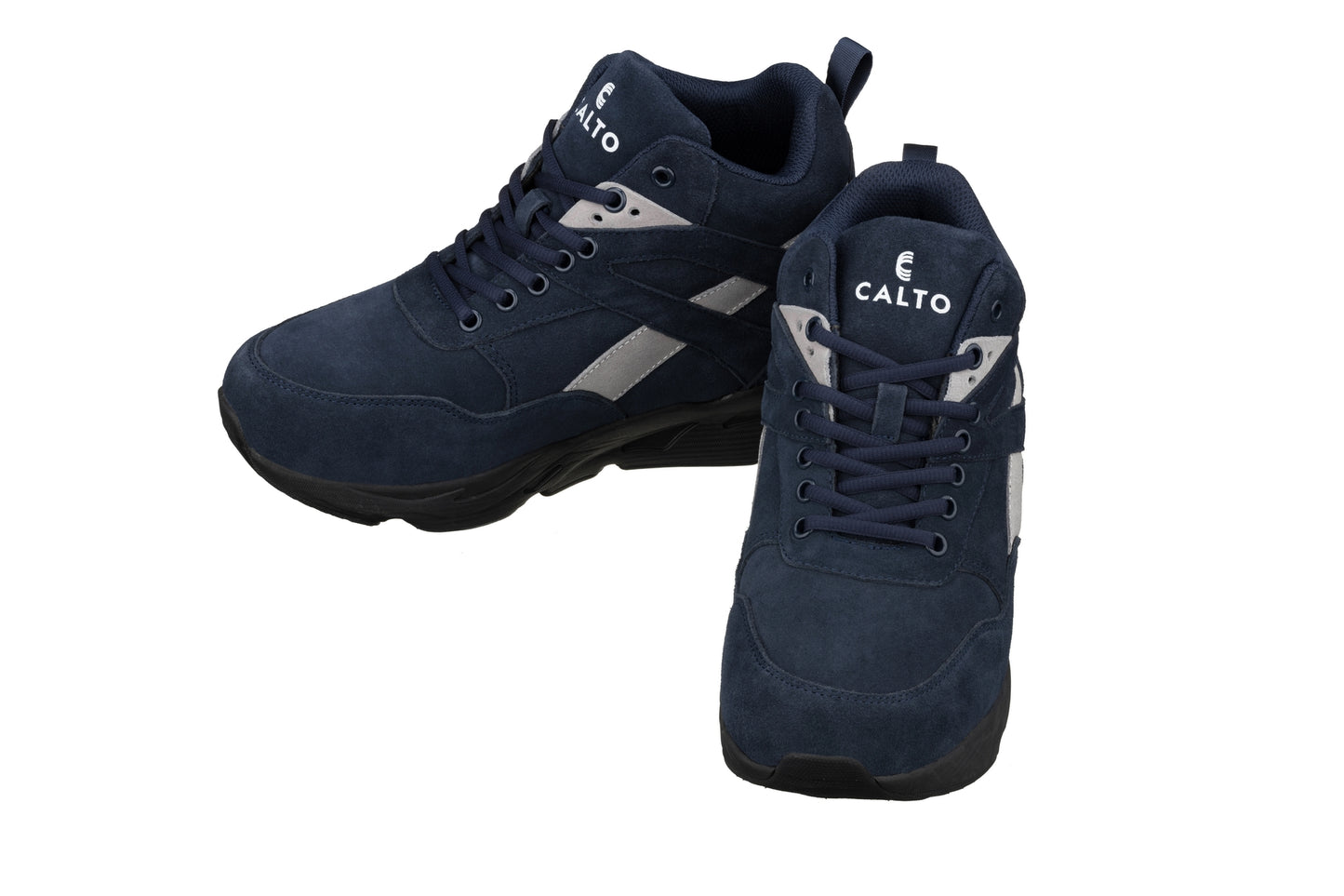 Elevator shoes height increase CALTO - S33595 - 4.0 Inches Taller (Blue/Grey) - Sneakers