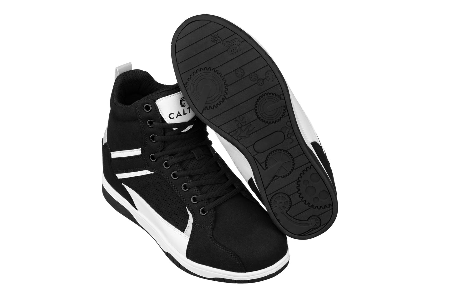 Elevator shoes height increase CALTO - S3720 - 3.2 Inches Taller (Black/White) - Sneakers