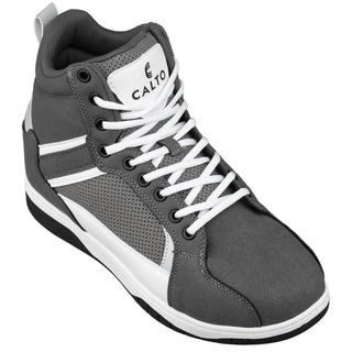 Elevator shoes height increase CALTO - S3721 - 3.2 Inches Taller (Grey/White) - Sneakers