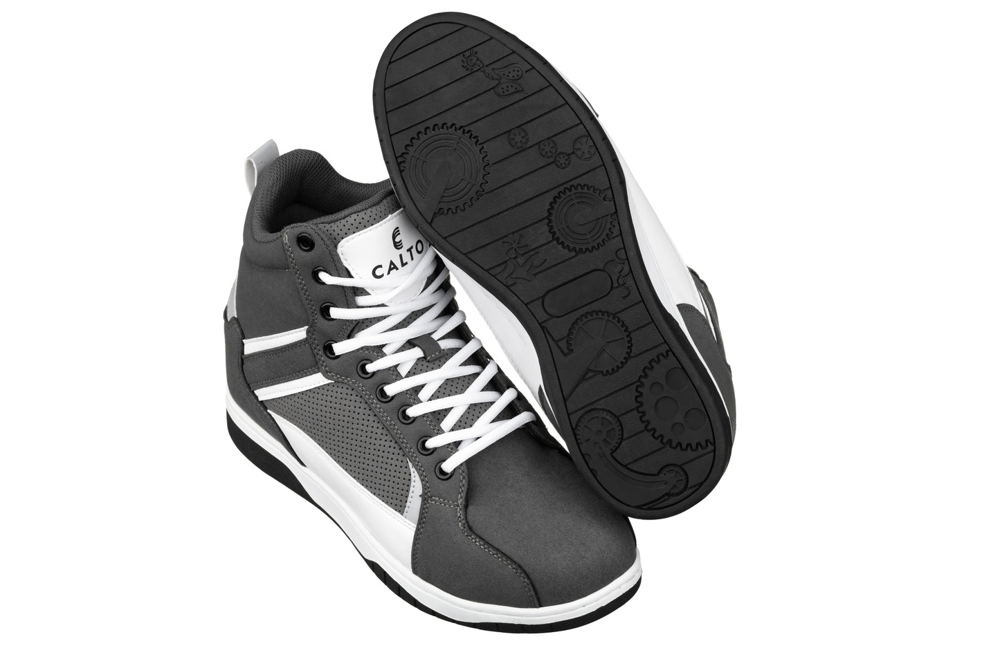 Elevator shoes height increase CALTO - S3721 - 3.2 Inches Taller (Grey/White) - Sneakers