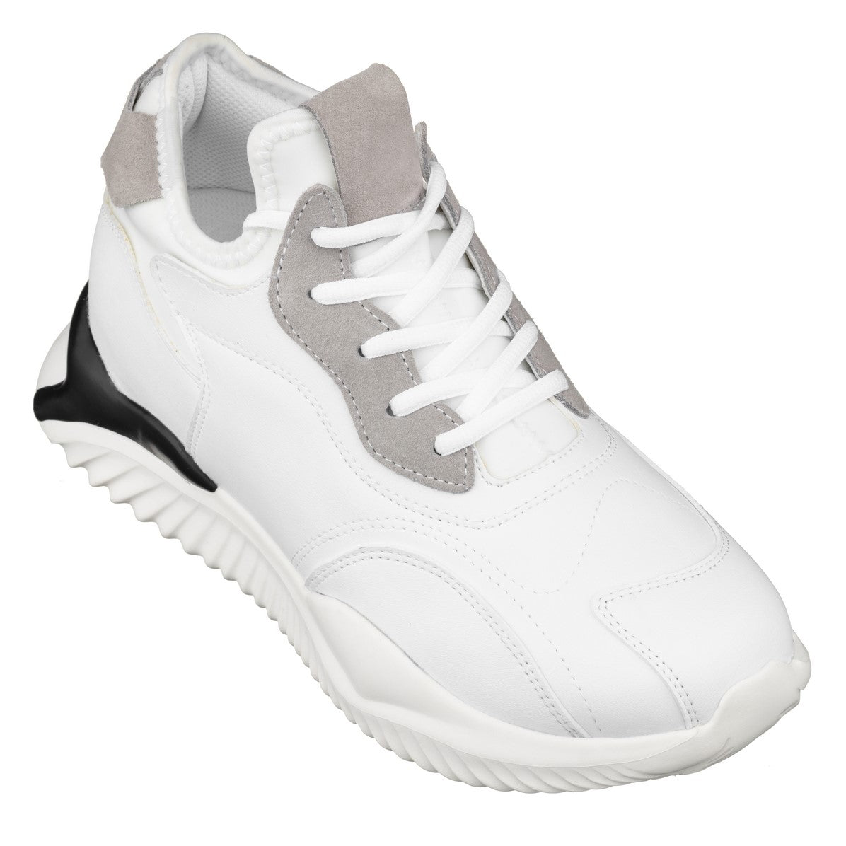 Elevator shoes height increase CALTO - S4204 - 3.2 Inches Taller (White) - Lightweight Sneakers