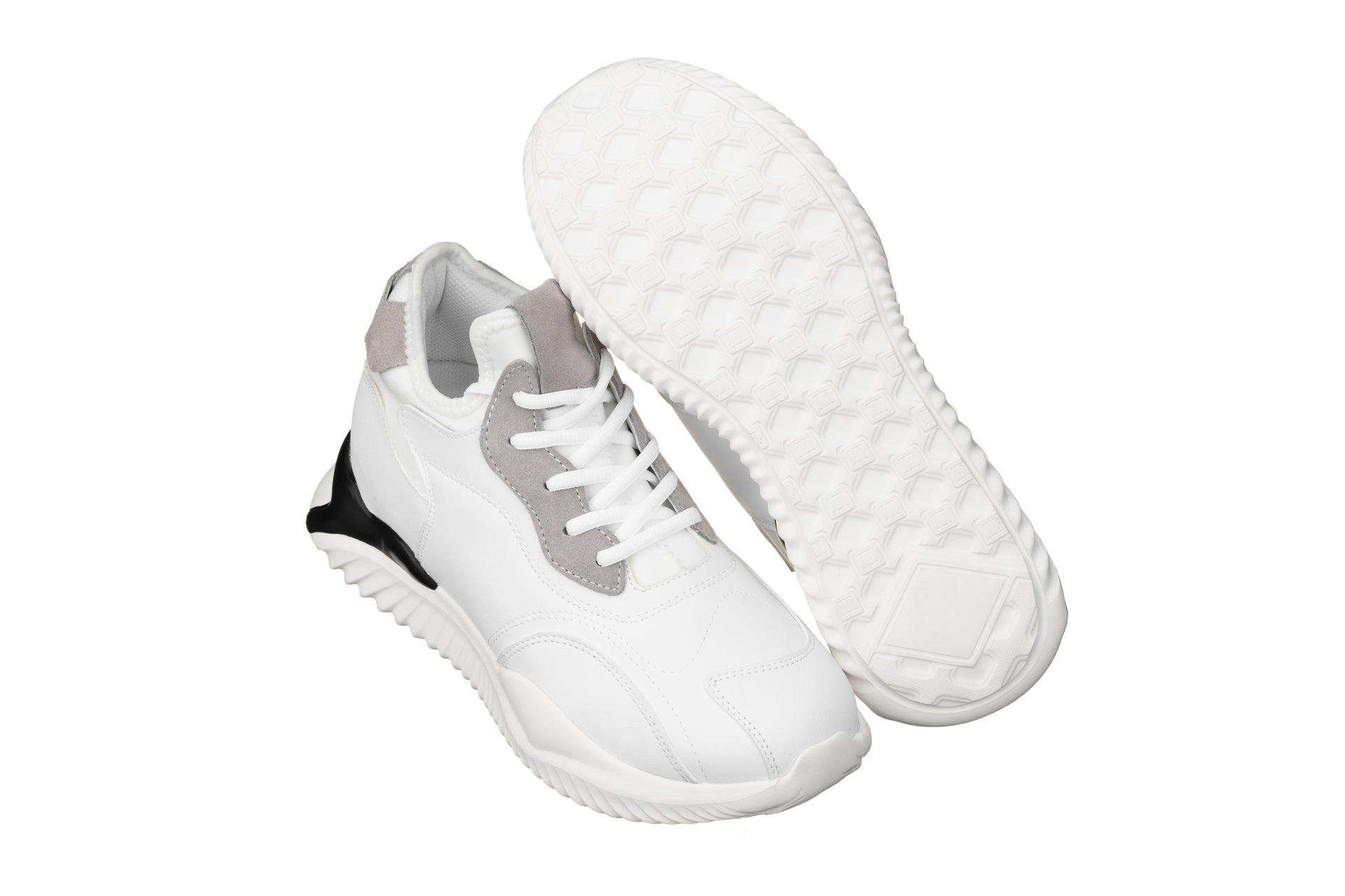 Elevator shoes height increase CALTO - S4204 - 3.2 Inches Taller (White) - Lightweight Sneakers