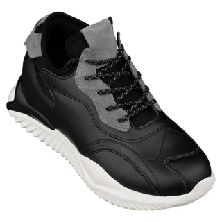 Elevator shoes height increase CALTO - S4205 - 3.2 Inches Taller (Black/Grey) - Lightweight Sneakers