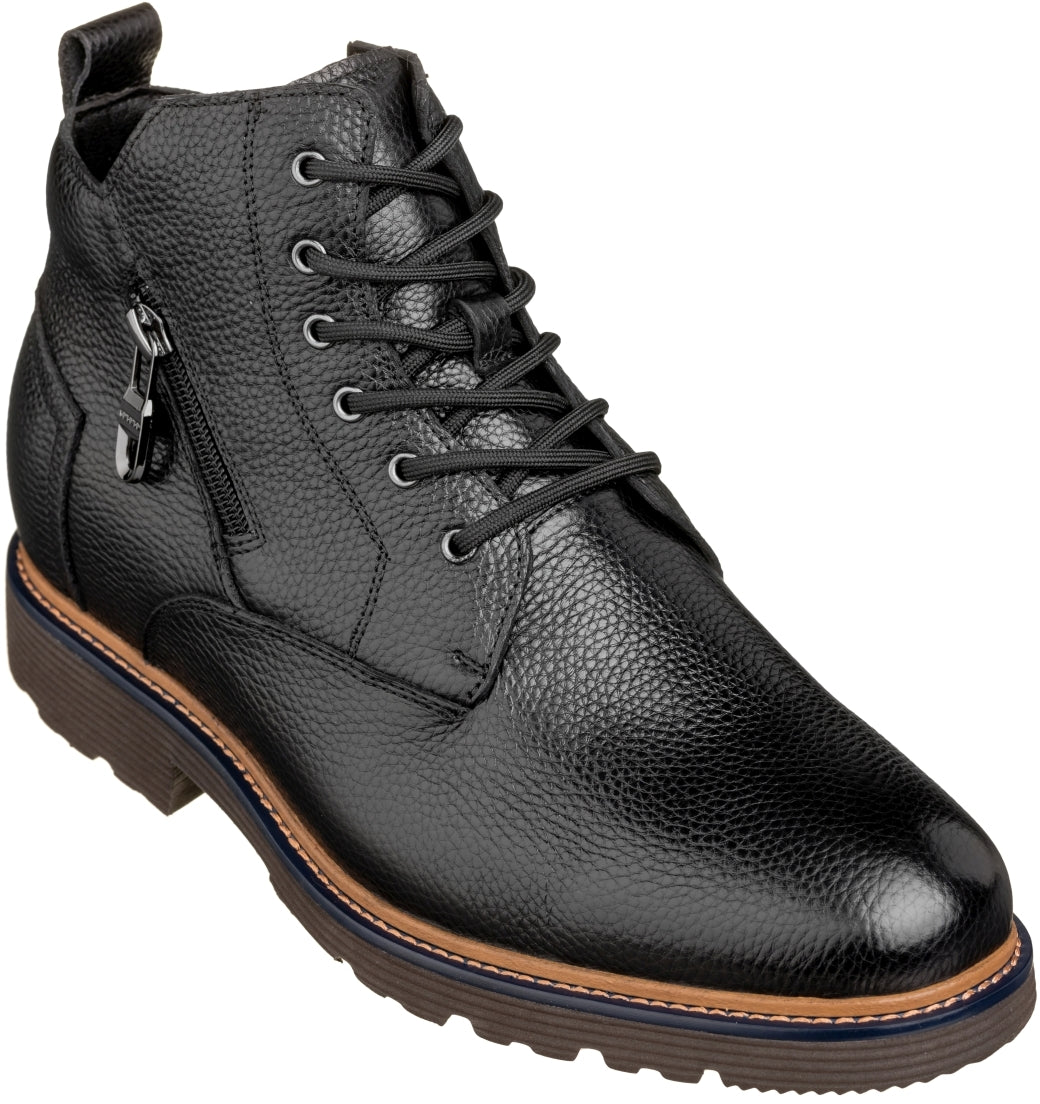 Elevator shoes height increase CALTO - Y42071 - 2.8 Inches Taller (Black) - Dressy Casual Boots