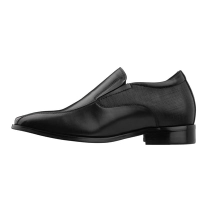Elevator shoes height increase TOTO - Y6361 - 2.2 Inches Taller (Black) - Slip-On Dress Oxford
