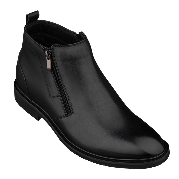 Elevator shoes height increase TOTO - YH7105 - 2.8 Inches Taller (Black) - Ankle Zip Boots - Lightweight