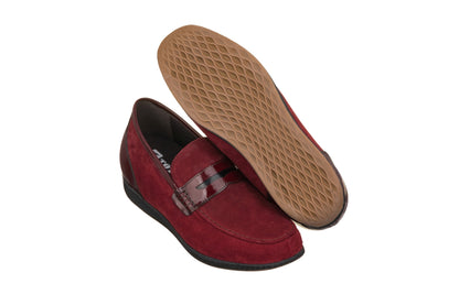 Elevator shoes height increase TOTO - K1095 - 2.6 Inches Burgundy Lightweight Penny Loafers