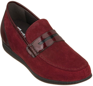 Elevator shoes height increase TOTO - K1095 - 2.6 Inches Burgundy Lightweight Penny Loafers