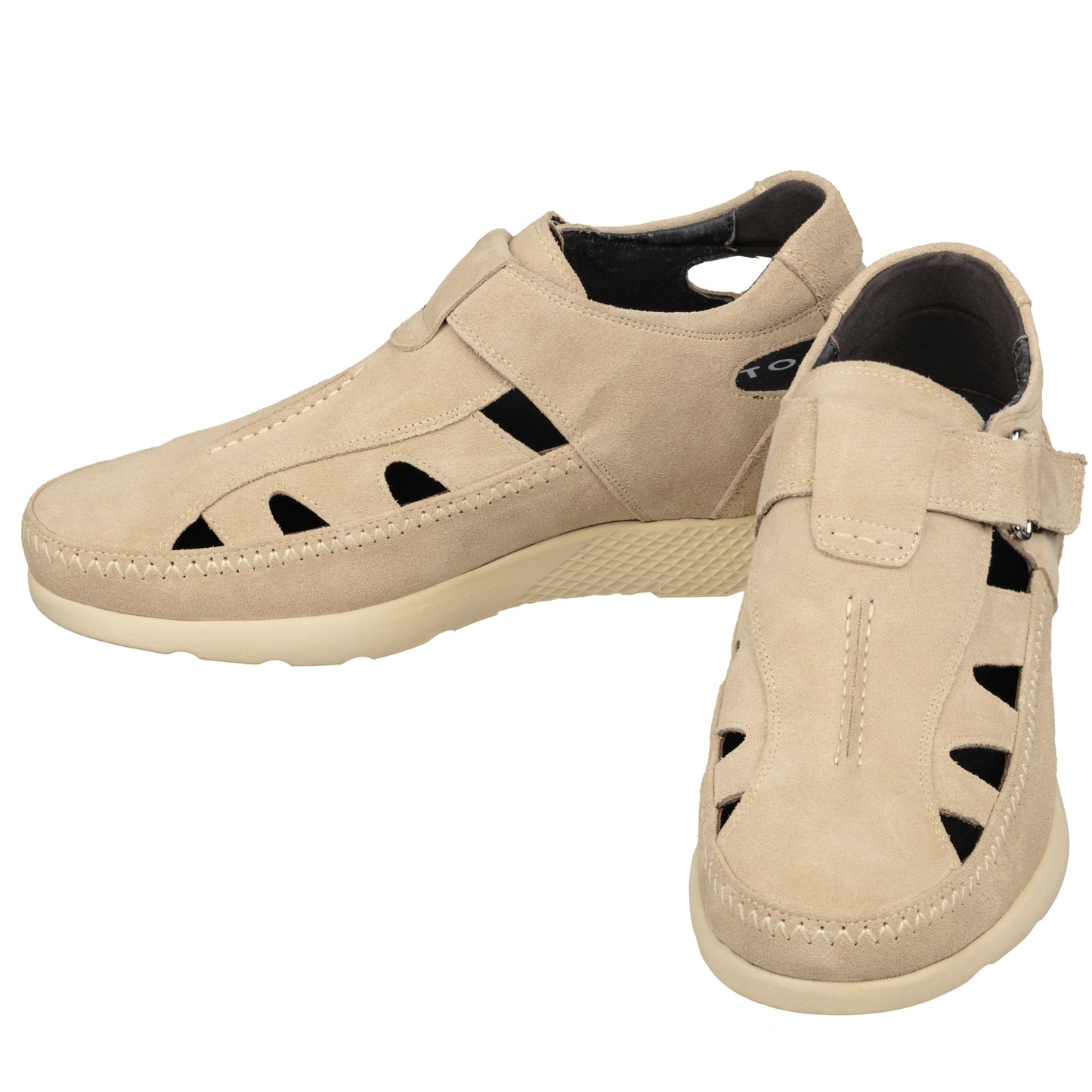 Elevator shoes height increase CALTO - K2135 - 2.6 Inches Taller (Beige) - Fisherman Sandal