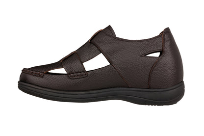 Elevator shoes height increase CALTO - K2662 - 3.2 Inches Taller (Dark Brown) - Casual Fisherman Sandal