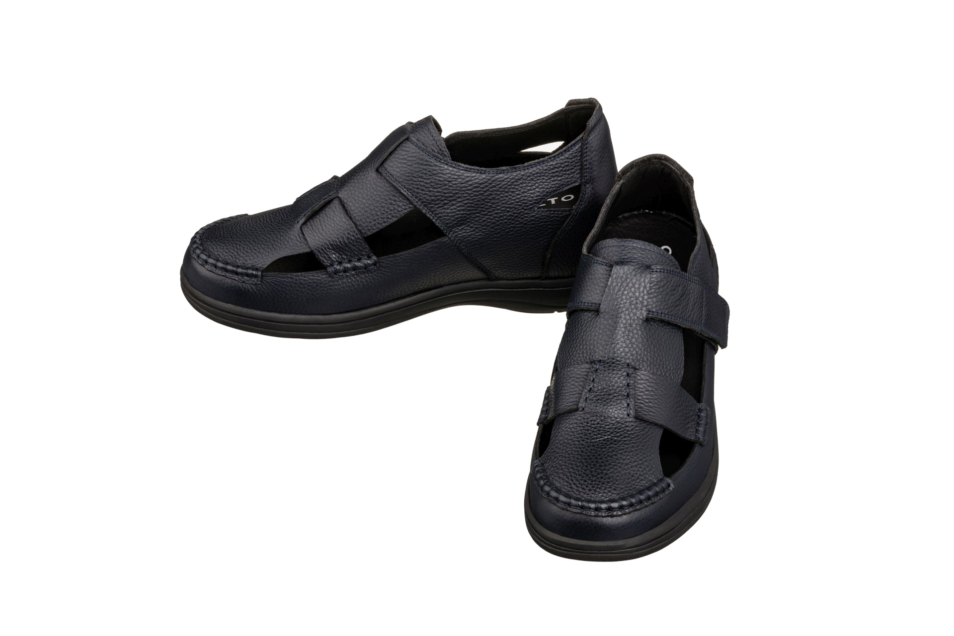Elevator shoes height increase CALTO - K2663 - 3.2 Inches Taller (Navy Blue) - Casual Fisherman Sandal
