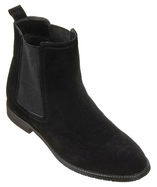 Elevator shoes height increase CALTO - K33090 - 2.9 Inches Taller (Black) - Suede Chelsea Boot