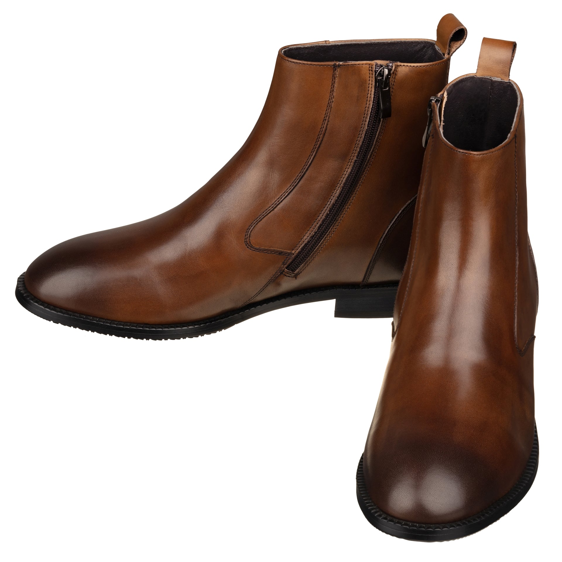 Elevator shoes height increase TOTO - K33093 - 2.6 Inches Taller (Coffee Brown) - Zipper Boot