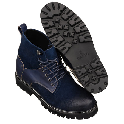 Elevator shoes height increase CALTO - K8704 - 3.6 Inches Taller (Dark Blue)