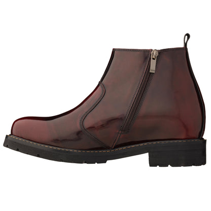 Elevator shoes height increase CALTO - K8994 - 3.6 Inches Taller (Cordovan) - Patent Leather Boot