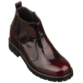 Elevator shoes height increase CALTO - K8994 - 3.6 Inches Taller (Cordovan) - Patent Leather Boot