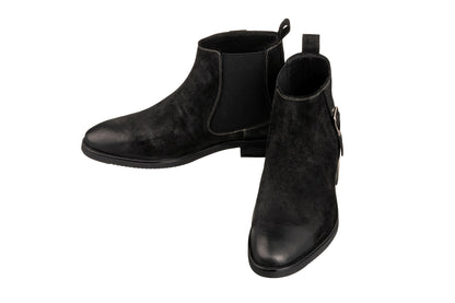 Elevator shoes height increase TOTO - K92081 - 3.0 Inches Taller (Nubuck Black) - Chelsea Ankle Boots