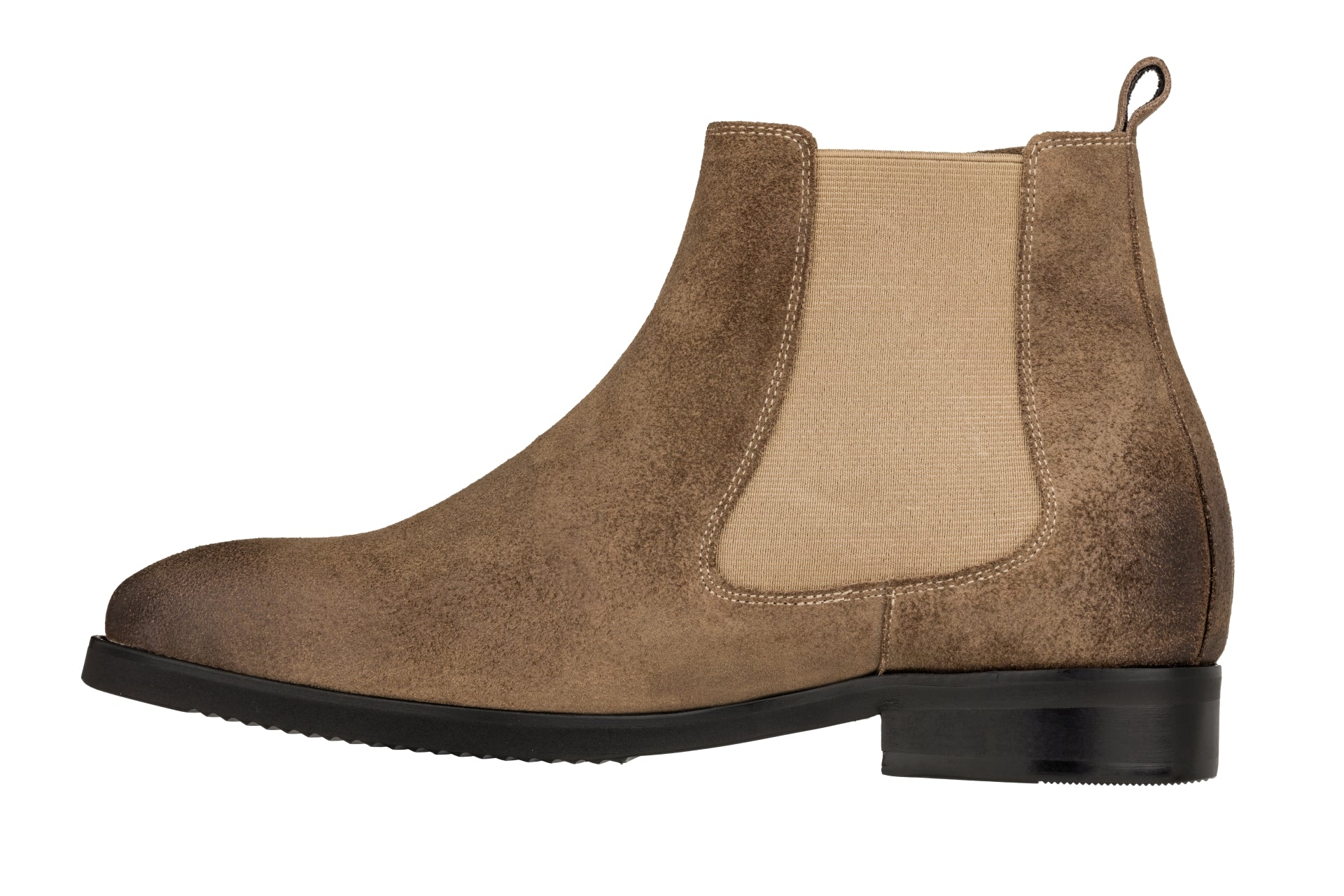 Elevator shoes height increase TOTO - K92083 - 3.0 Inches Taller (Nubuck Coffee Brown) - Chelsea Ankle Boots