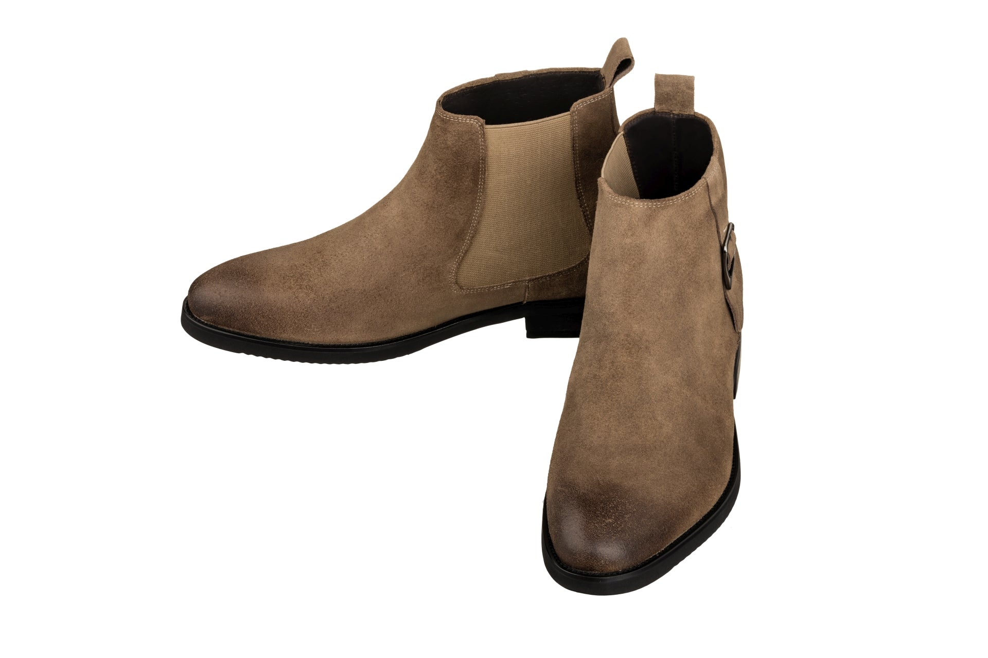 Elevator shoes height increase TOTO - K92083 - 3.0 Inches Taller (Nubuck Coffee Brown) - Chelsea Ankle Boots