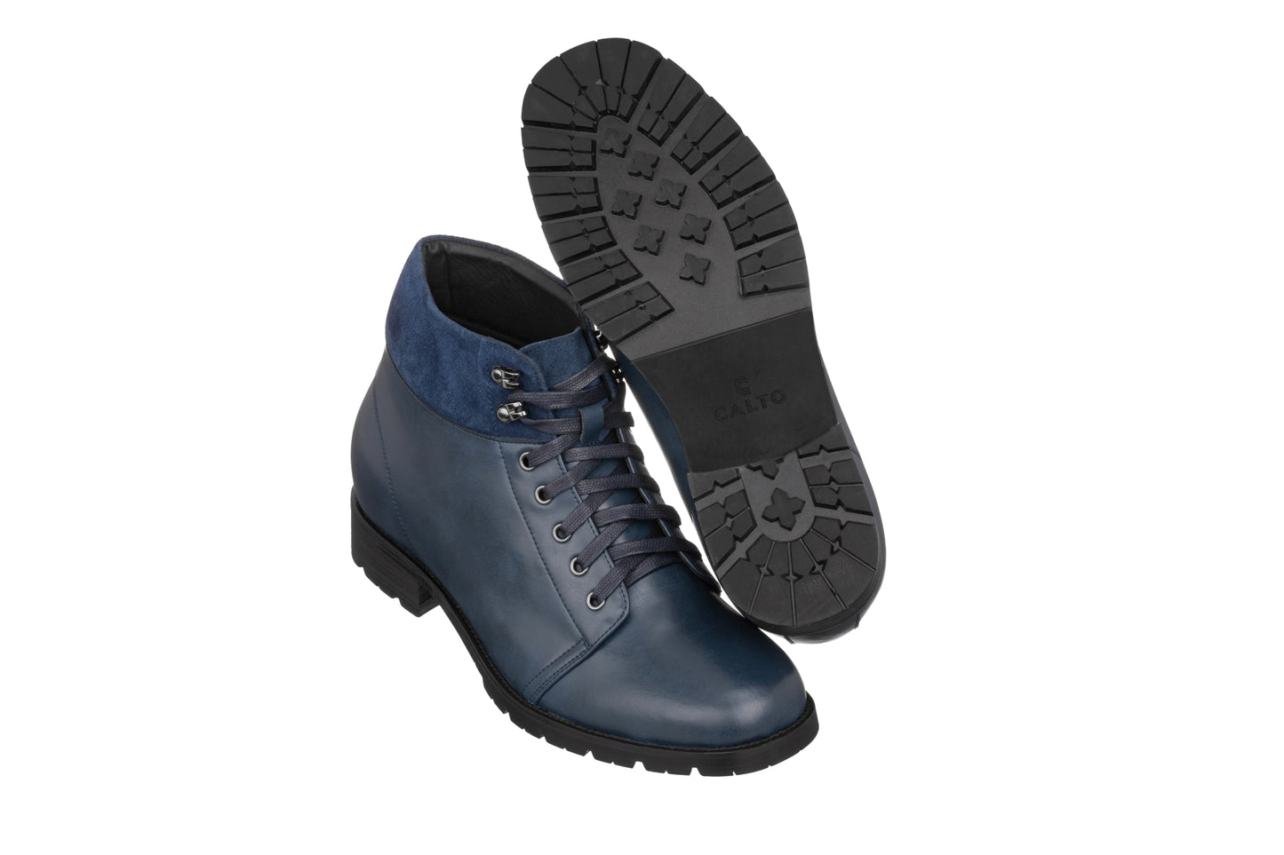 Elevator shoes height increase CALTO - K9362 - 3.3 Inches Taller (Slate Blue)