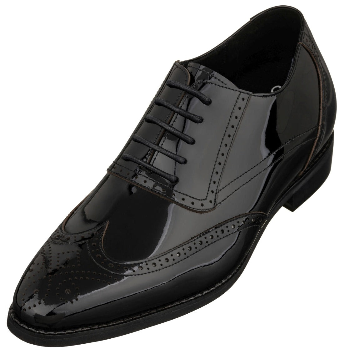 Elevator shoes height increase CALTO - S1015 - 3.0 Inches Taller (Black) - Patent Leather Dress Oxford