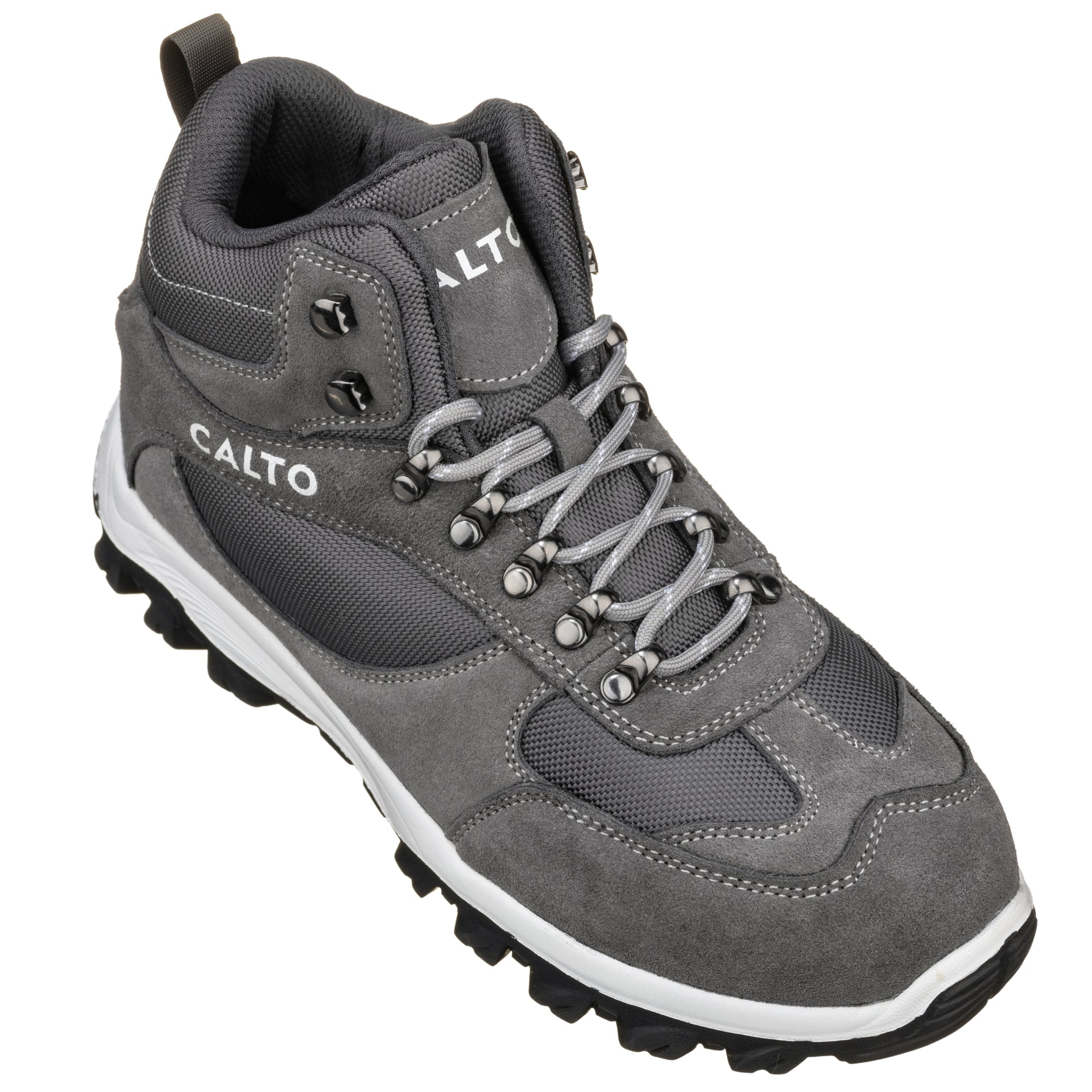Elevator shoes height increase CALTO - S3502 - 3.2 Inches Taller (Nubuck Grey) - Sneakers