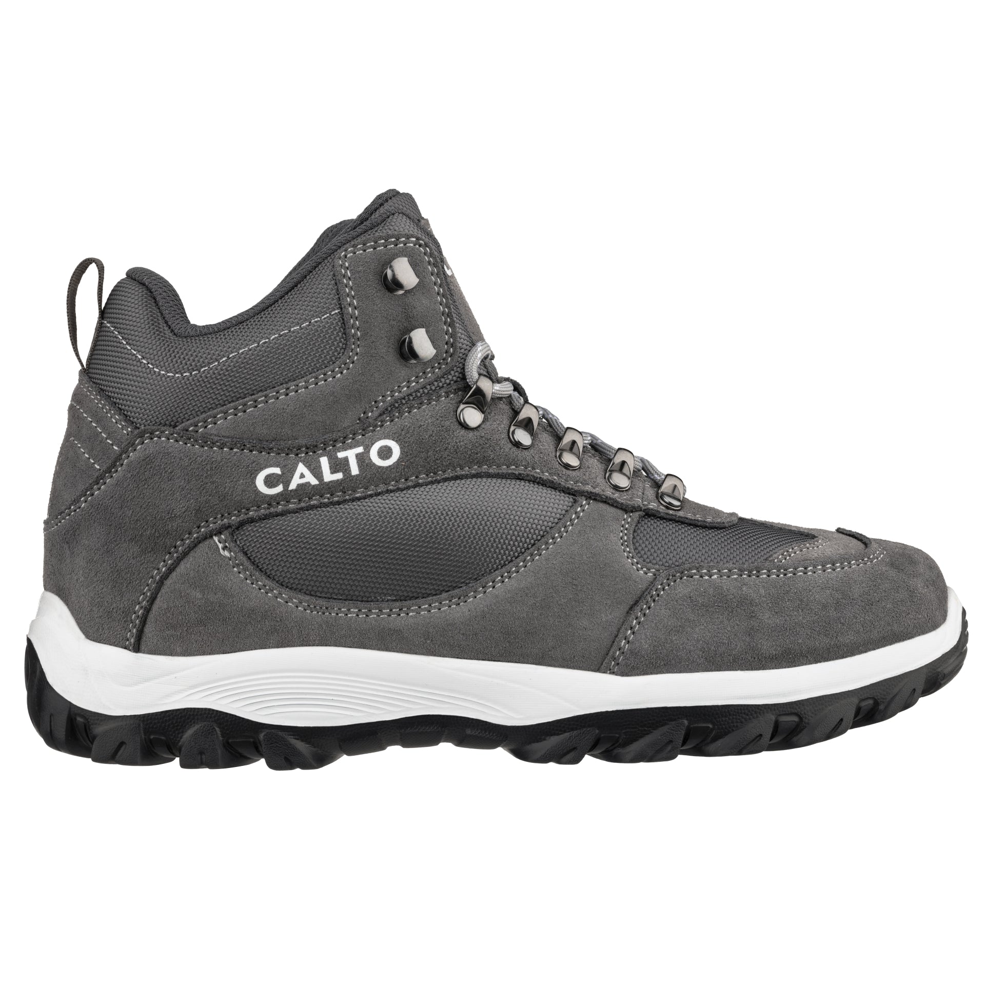 Elevator shoes height increase CALTO - S3502 - 3.2 Inches Taller (Nubuck Grey) - Sneakers
