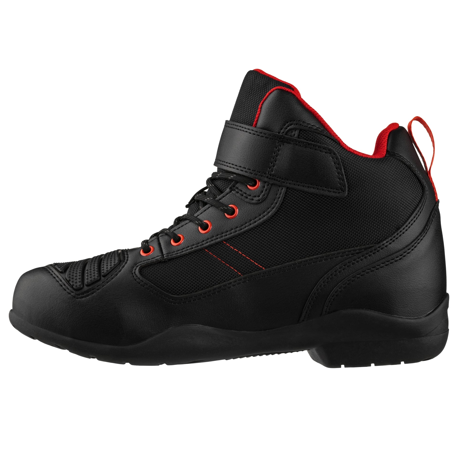 Elevator shoes height increase CALTO - S4039 - 3.2 Inches Taller (Black/Red) - Motorcycle Boots