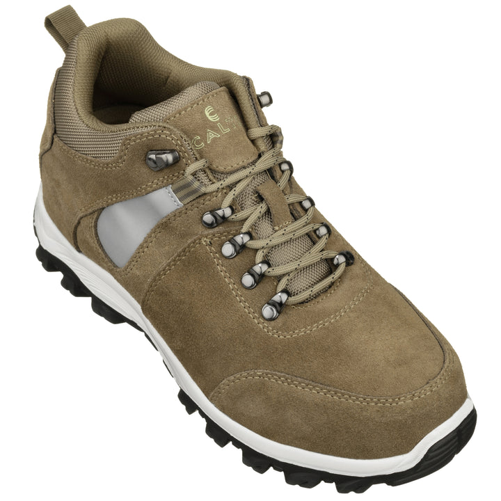Elevator shoes height increase CALTO - S5056 - 3.2 Inches Taller (Khaki) - Sneakers