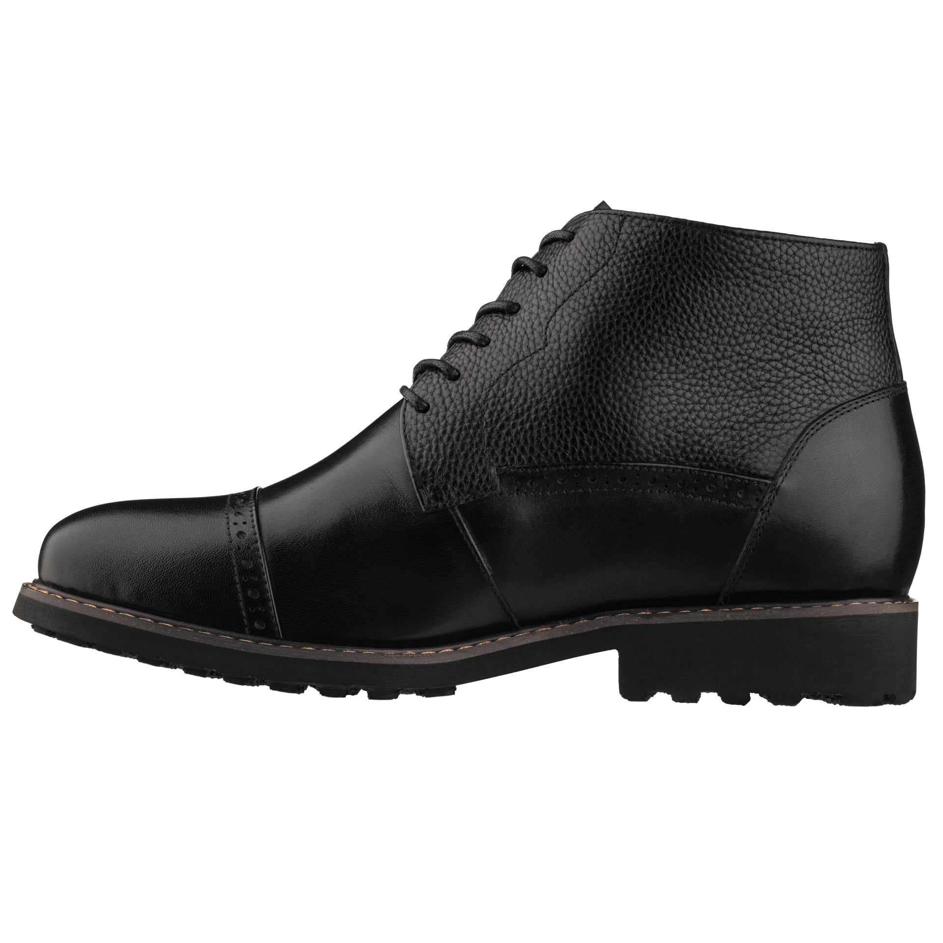 Elevator shoes height increase CALTO - Y41083 - 3.2 Inches Taller (Black) - Lace Up Casual Boots