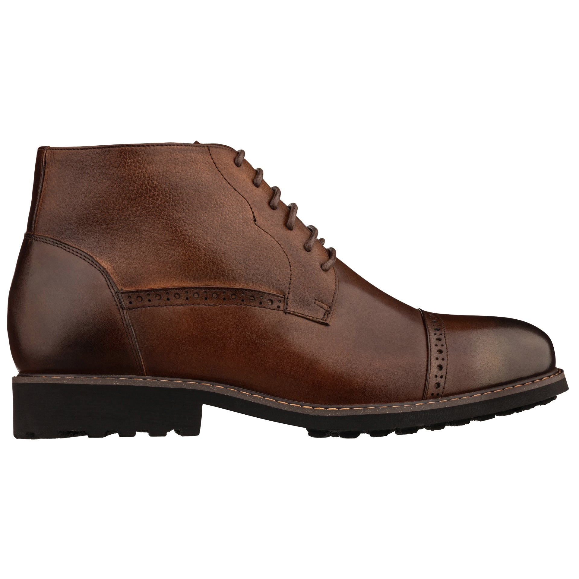 Elevator shoes height increase CALTO - Y41084 - 3.2 Inches Taller (Coffee Brown) - Lace Up Casual Boots
