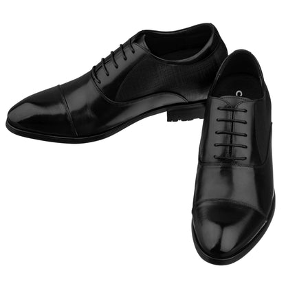Elevator shoes height increase CALTO - Y6710 - 3 Inches Taller (Black) - Dress Shoes
