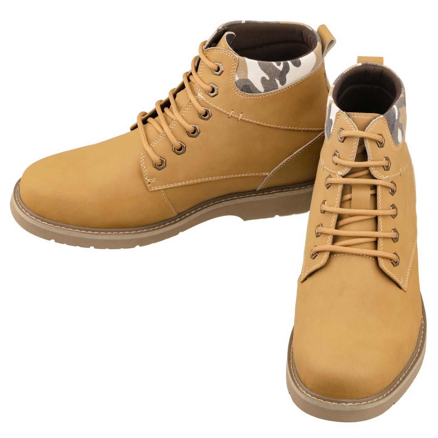 Elevator shoes height increase CALTO - YH7830 - 3.2 Inches (Khaki) - Nubuck Boots