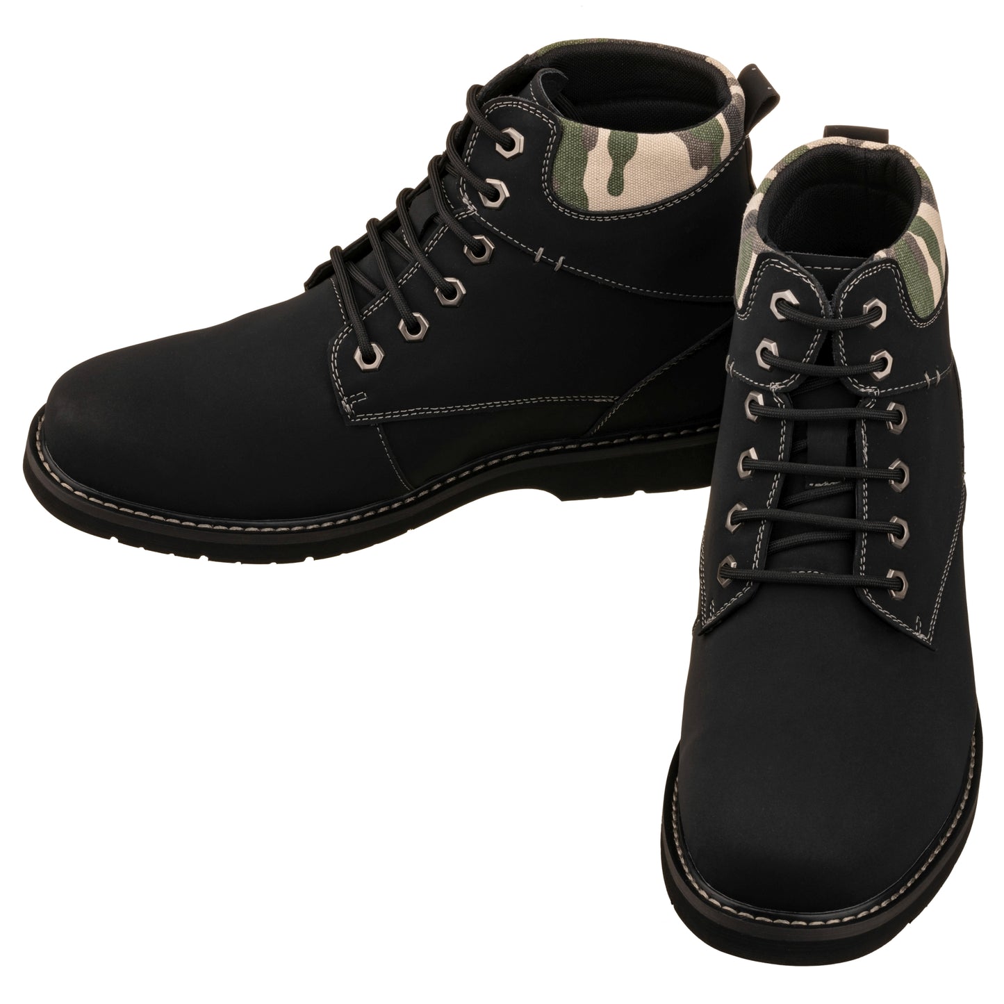 Elevator shoes height increase CALTO - YH7831 - 3.2 Inches (Black) - Nubuck Boots