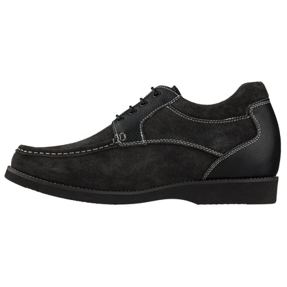 Elevator shoes height increase CALTO - YH9537 - 3.0 Inches (Black) - Casual Leather Shoes