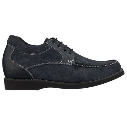 Elevator shoes height increase CALTO - YH9538 - 3.0 Inches (Navy) - Casual Leather Shoes