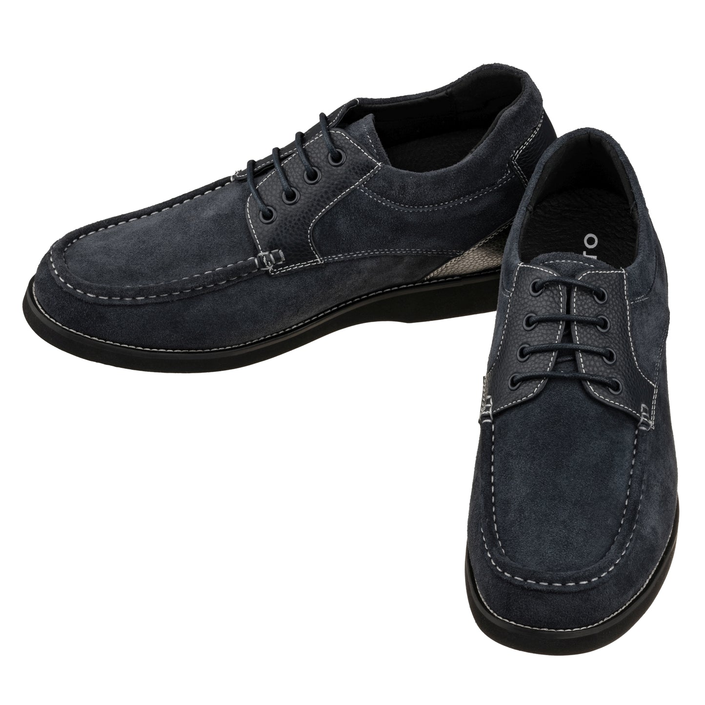 Elevator shoes height increase CALTO - YH9538 - 3.0 Inches (Navy) - Casual Leather Shoes