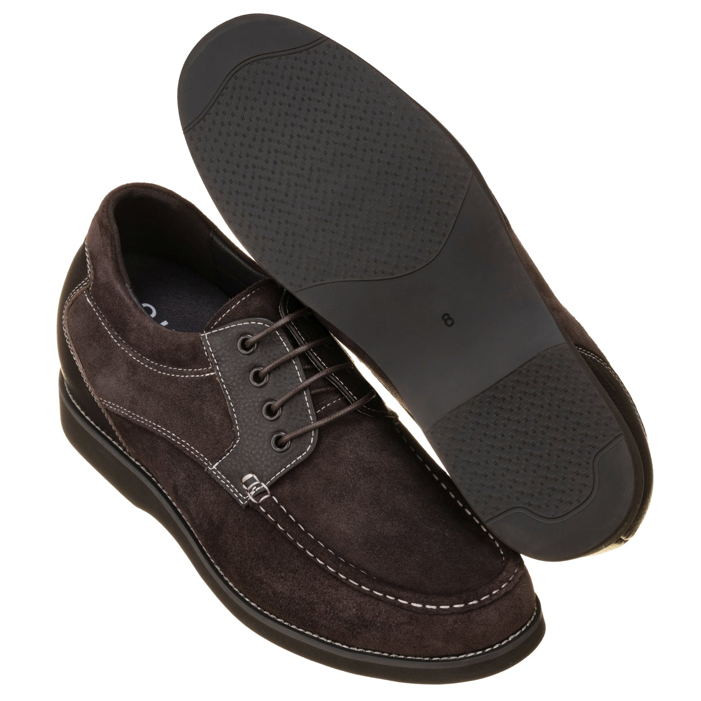 Elevator shoes height increase CALTO - YH9539 - 3.0 Inches (Dark Brown) - Casual Leather Shoes