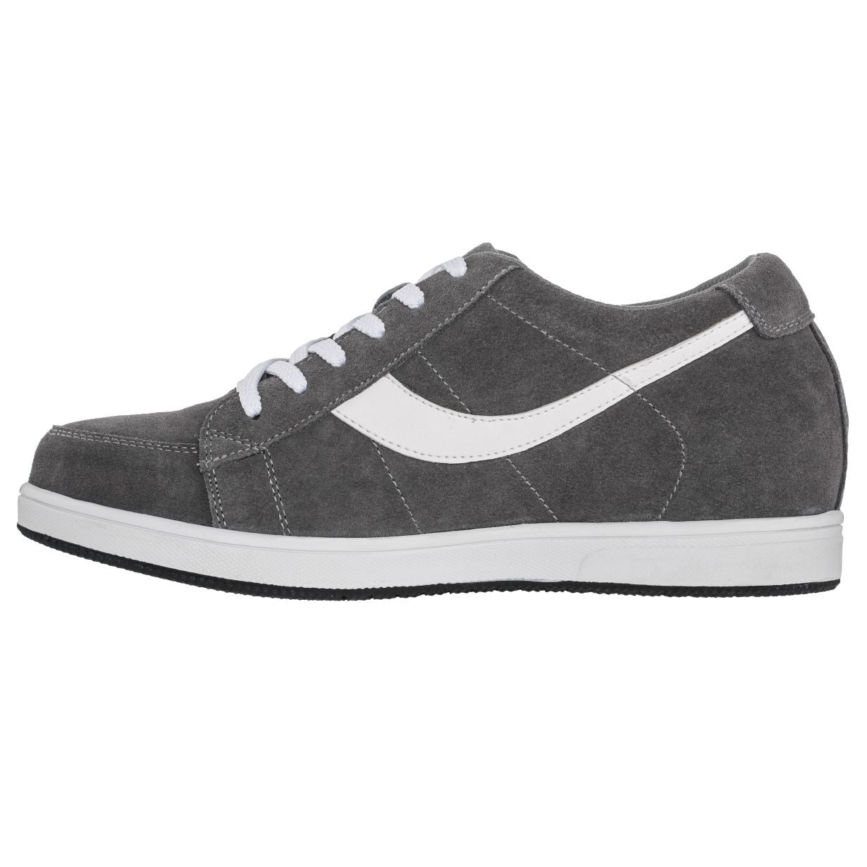 Elevator shoes height increase 2.8-Inch TOTO Gray & White Suede Leather Sneakers - A1911