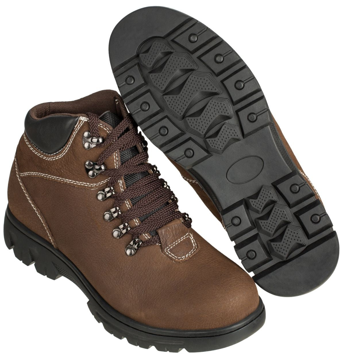 Elevator shoes height increase CALDEN Work-Style Elevator Boots (Nubuck Khaki Brown) - Three Inches - K228112